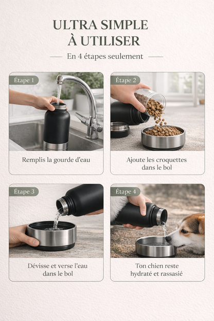DogWay – Gourde 3-en-1 Eau & Repas pour Chien