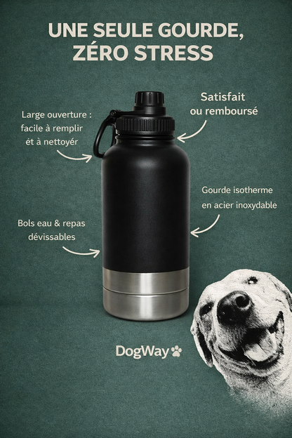 DogWay – Gourde 3-en-1 Eau & Repas pour Chien